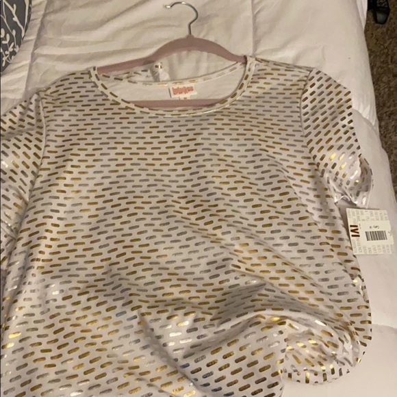 Lularoe special occasion Carly white/gold/silver - Picture 1 of 1